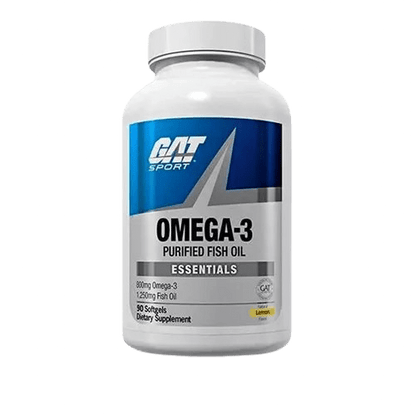 Omega 3 GAT Sport: imagen del frasco premium, ideal para atletas que buscan salud cardiovascular, control de inflamación y apoyo cognitivo diario.